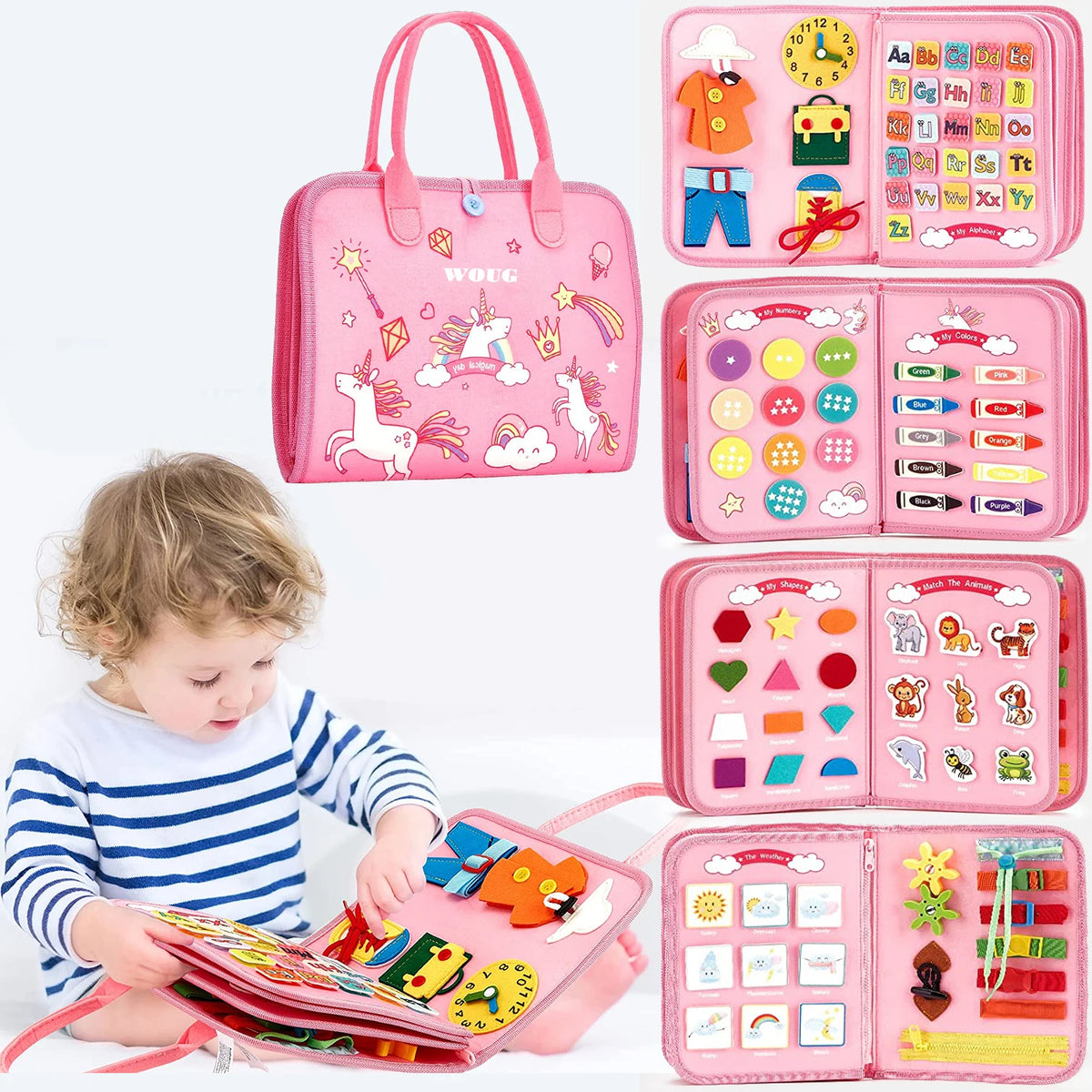 Toddler Montessori Busy Board Activities Education Toys Basic Dress Motor Skills Baby Travel Learning Toys For Christmas Gift